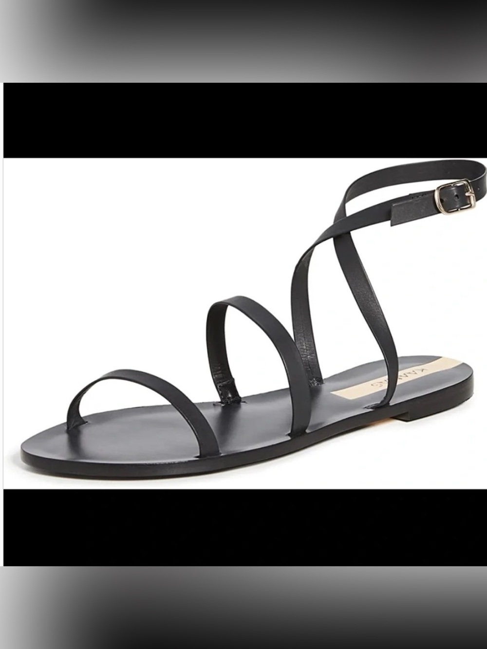KAANAS  Lingam Ankle-Tie Flat Sandal Black NWT